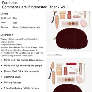 Ulta Beauty 10-Piece Makeup Bundle with Cherry Cosmetic Bag